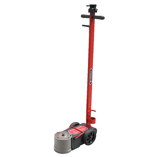 Facom DL.1530CA hydraulic jack in red with wheels, upright angle, white background.