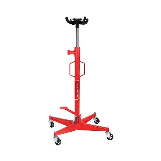 Facom DL_50 red hydraulic transmission jack with wheels, front angle on white background.