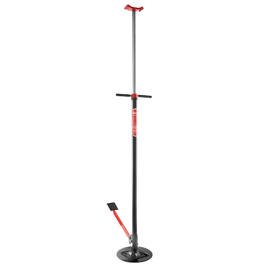 Facom DL.75M pipe support stand with black body, red top clamp and foot lever, front angle, white background.