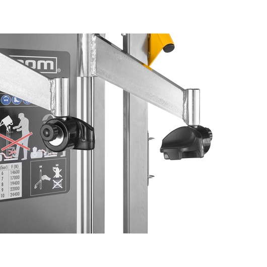 Facom DLS_501HPS photography of metal mechanical frame with black adjustment knobs, side angle.