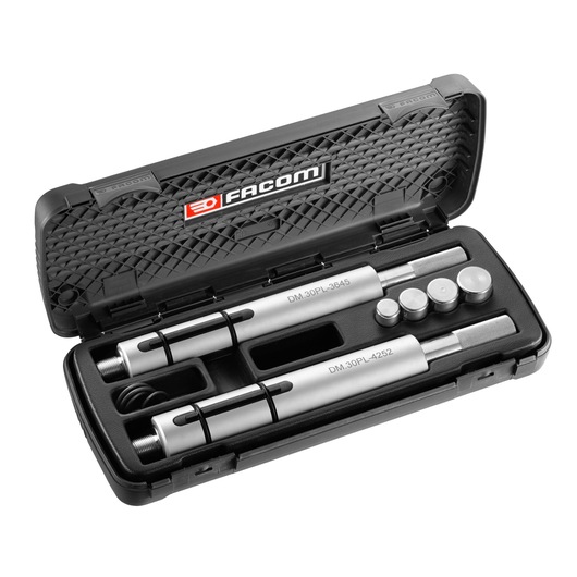 Facom DM_30PL photography of metal alignment tool set in black case, top view, SKU DM_30PL.