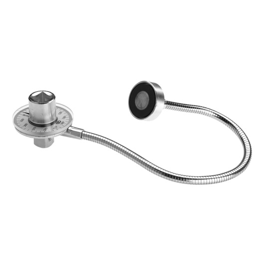 Facom DM_370 flexible dial gauge photography, silver, side view, with measurement scale visible.