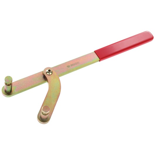 Facom DT_CLE adjustable spanner wrench with double pins and red handle, product photography, side angle.