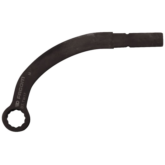 Facom DT_TW17 black curved spanner with ring end, left side view, on white background.