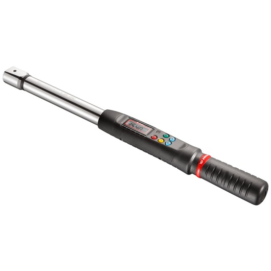 Facom E_306-340D electronic torque wrench, black and silver, angled on white background.