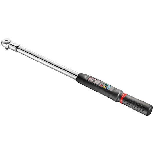 Facom E306A340S digital torque wrench with LCD display and black handle, side angle on white background.
