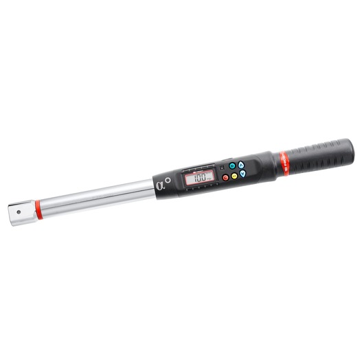 Facom E_316-135D digital torque wrench with black handle, digital display, and silver shaft, side angle, white background.