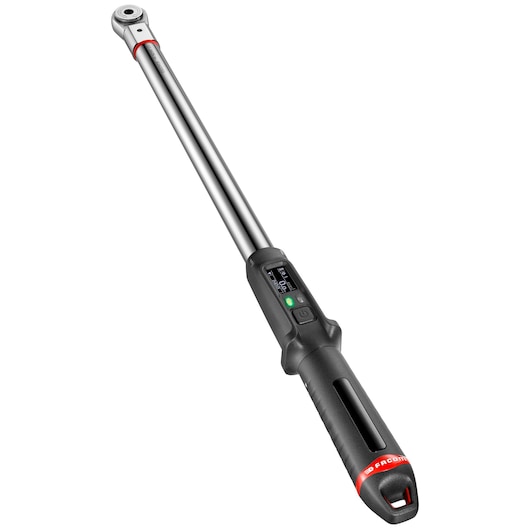 Facom E_516ST-340PB digital torque wrench, black and silver, side angle on white background