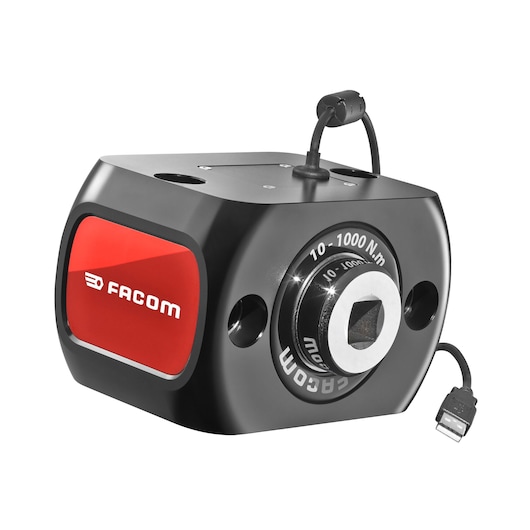 Facom torque sensor E6000-C1000, black and red, USB cable, angled view on white background.