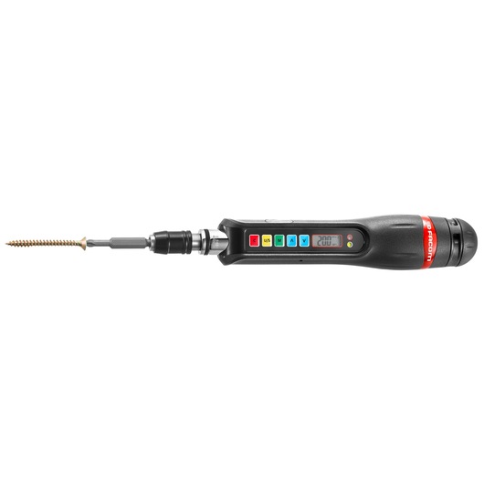 Facom E_S404 electronic torque screwdriver side view with digital display and colored control buttons.