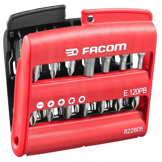 Combined set of 28 Bits 1/4 in. (25mm) and Bit Holder, Slotted Head, Philips®, Pozidriv®, 6-point, TORX® Bits