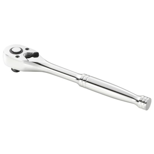 Facom E030508 chrome ratchet handle photographed on white background, side angle, tool category.