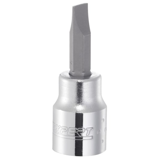 Facom E030909 socket bit with chrome finish, photography on white background, slotted screwdriver tip visible.