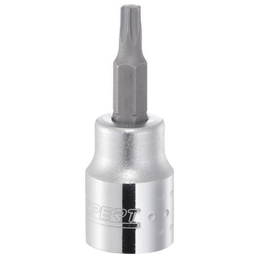 Facom E030912 silver Torx bit socket, front angle on white background.