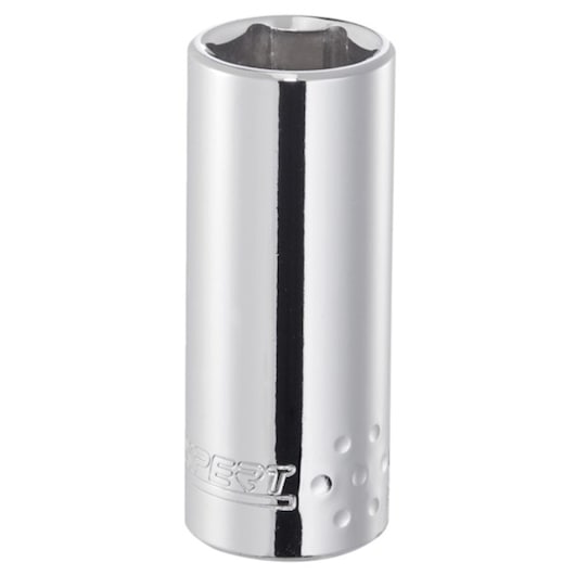 Facom E031513 chrome deep socket, cylindrical, embossed logo, product photo on white background.