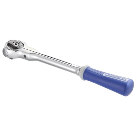 Facom ratchet wrench E031703 with blue handle, side angle on white background.