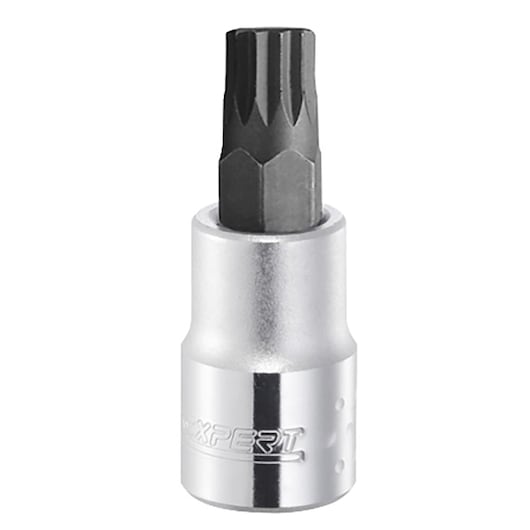 Facom E031973 silver and black socket bit, close-up on white background, tool accessory for socket wrenches.
