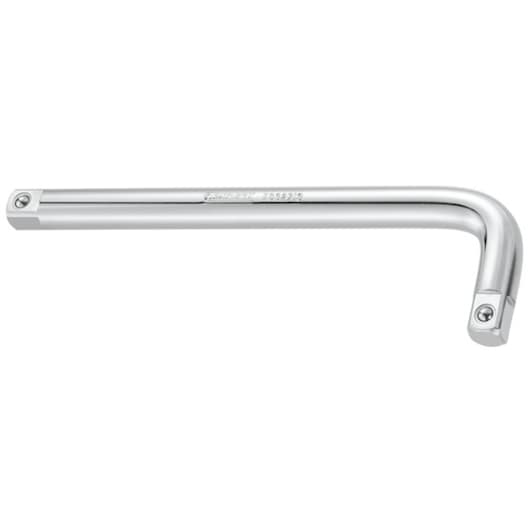Facom E032713 chrome L-shaped socket wrench, side angle, with square drive ends.