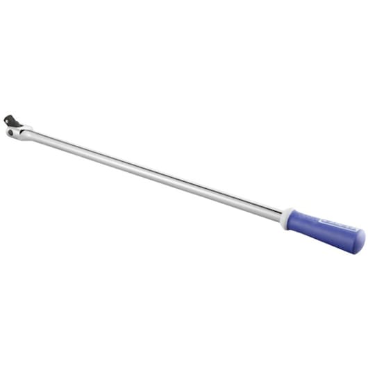Facom E032805 breaker bar with blue handle, side angle, shown on white background.