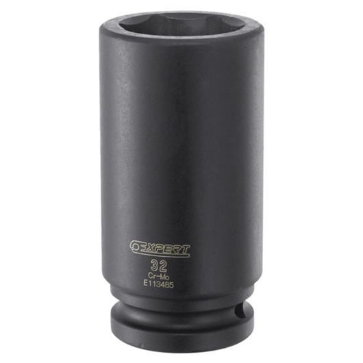 Facom E041301 black deep impact socket front angle, cylindrical shape and Expert logo visible.