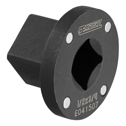 Facom E041505 black square adapter photographed on white background, metal Expert branding visible.