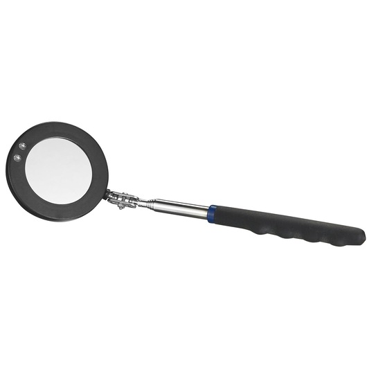 Facom E051401 inspection mirror with telescopic handle, black and silver, side angle, white background.