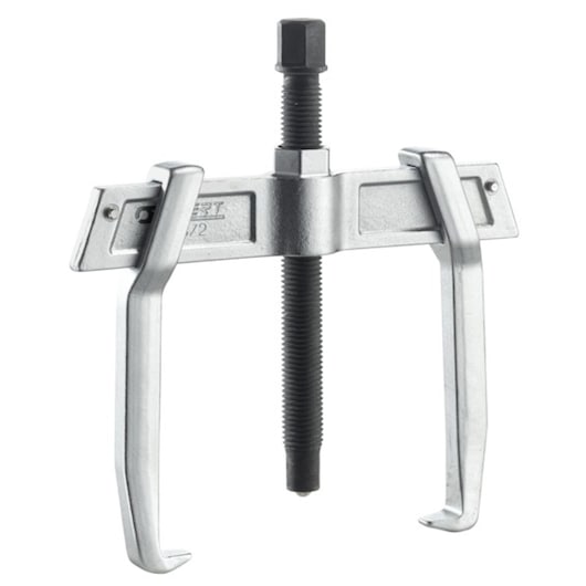 Facom E096002 two-arm gear puller, silver metal, product photography, front angle.