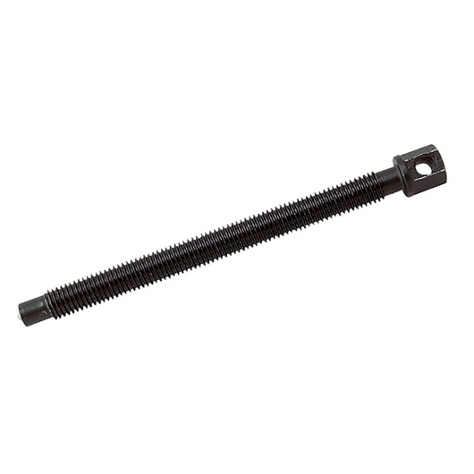 Facom E096010 black threaded rod with square end and hole, photographed on white background.