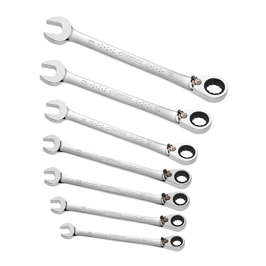 EXPERT by FACOM® Ratchet combination wrenches set, Metric 7 pieces