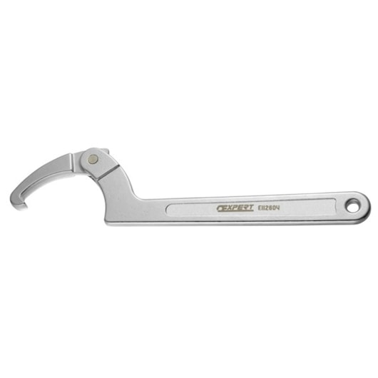 Facom E112603 adjustable hook wrench, silver finish, side angle on white background.