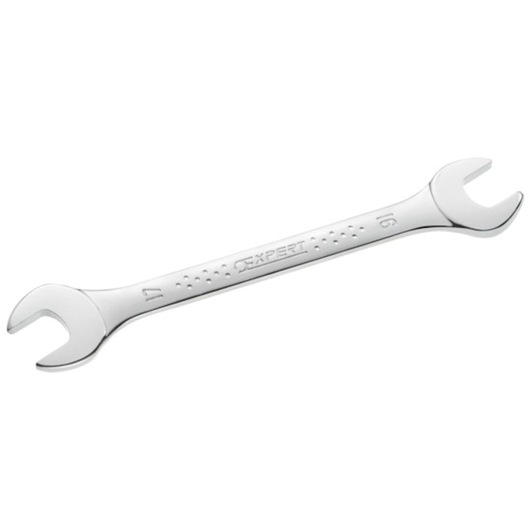 Facom E113251 double open-end wrench, chrome finish, 16mm and 17mm, product photography, top angle