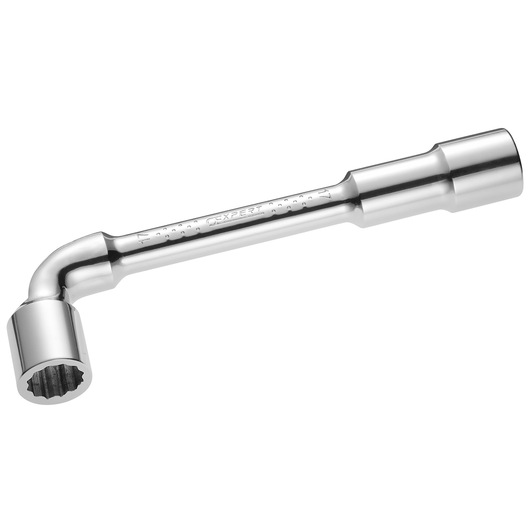 Facom E113389 chrome finish L-shaped socket wrench, side angle, tool category.