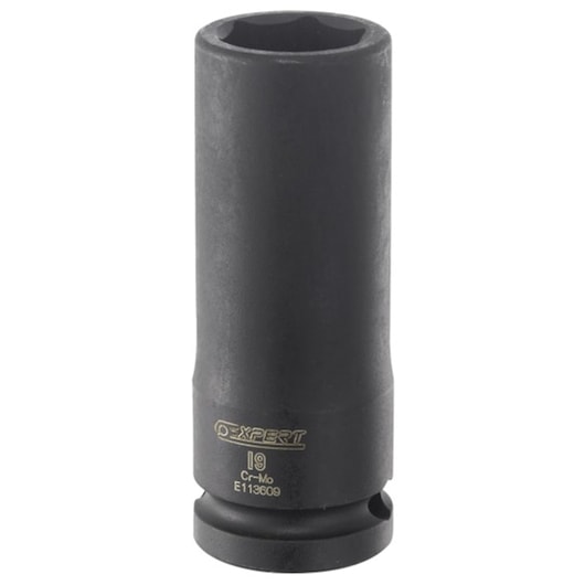 Facom E113609 black deep impact socket, front view on white background