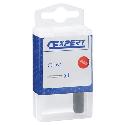 Facom Expert hex bit 1/4 inch in blue and white packaging, photography of front angle, E113649.