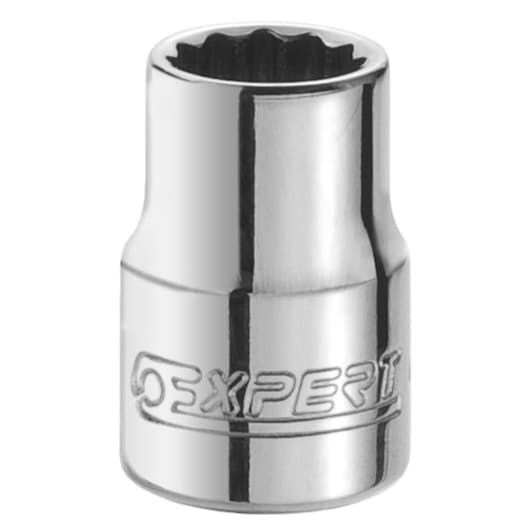 Facom E117052 chrome socket, side angle, Expert branding visible, photography on white background.