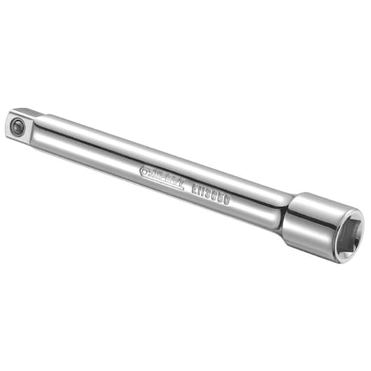 Facom E117363 chrome extension bar, side view, designed for socket wrenches, smooth metallic finish.