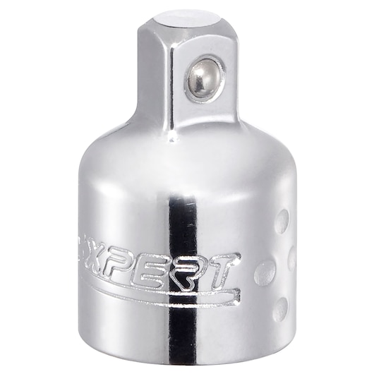 Facom E117365 chrome socket adapter with Expert logo, photographed on white background, front angle.