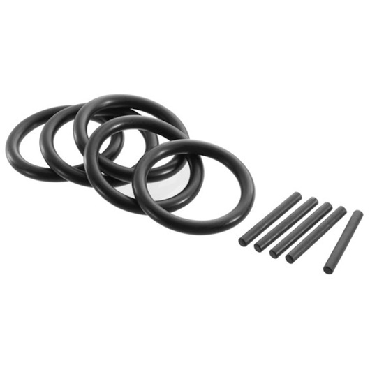 Photo of Facom E117881 black O-rings and cylindrical rods set, viewed on white background.