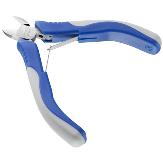 Facom E117882 side cutting pliers with blue and grey ergonomic handles, product photography on white background.