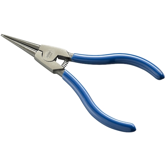 Facom E117910 long nose pliers with blue ergonomic handles, angled view on white background.
