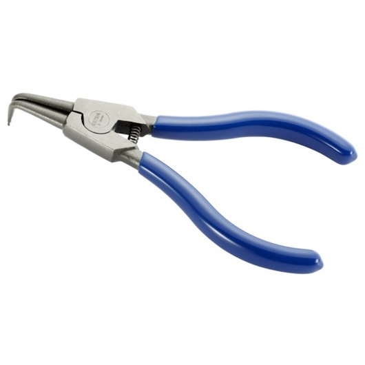 Facom E117917 bent nose pliers with blue handles, shown at an angle on white background.