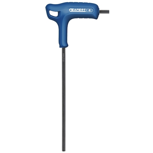 Facom E121604 T-handle hex key with blue handle, long shaft, and Expert branding, front angle.