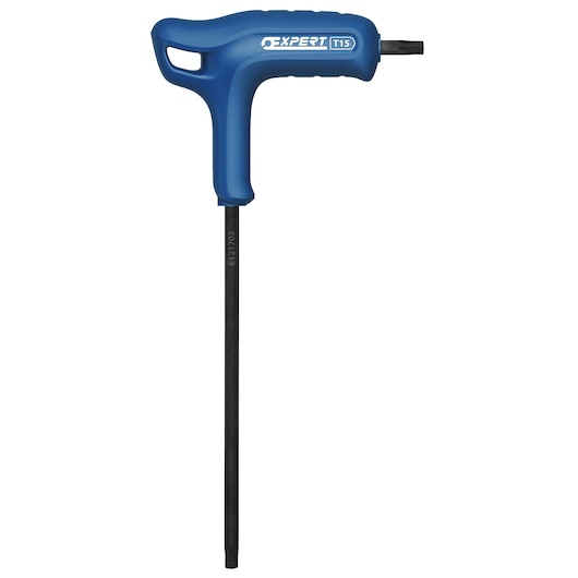 Facom E121702 T-handle Torx key with blue handle, black shaft, front angle on white background.