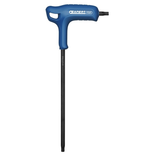Facom E121705 blue T-handle Torx key with long black shaft, photo on white background.
