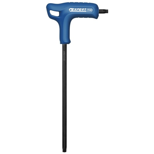 Facom E121707 T-handle blue Torx key tool, front angle, with long black shaft.