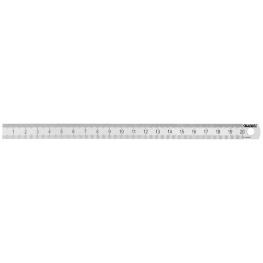 Facom E140801 stainless steel ruler with metric markings, 20 cm length, top angle, white background.