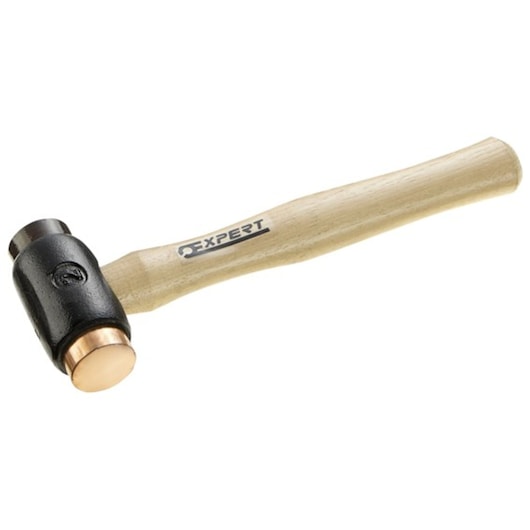 Facom E151004 copper face hammer with wooden handle, side angle on white background.