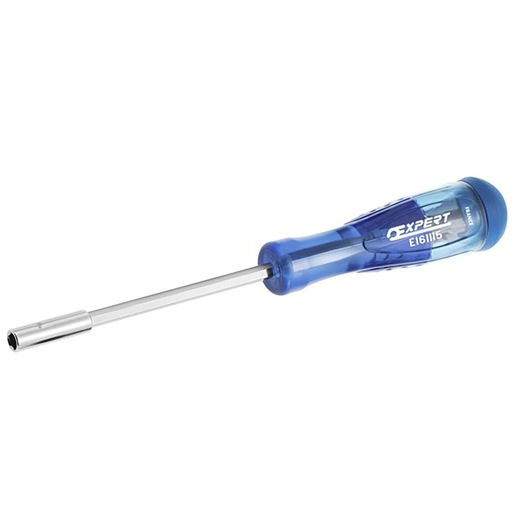 Facom E161115 nut driver with blue ergonomic handle, side angle on white background.