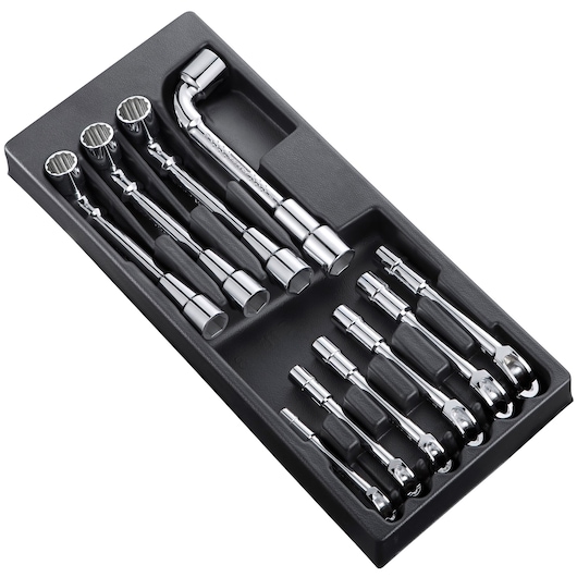 EXPERT by FACOM® Angled socket wrenches 6-point x 12-point module, Metric 10 pieces