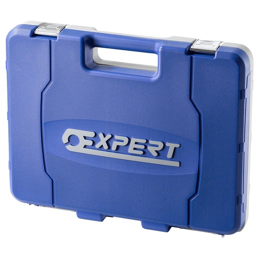 Facom E200514 blue plastic tool case with silver 'EXPERT' logo, angled view on white background.